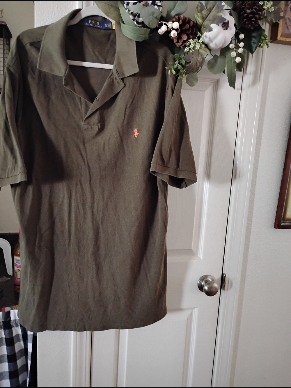 Ralph Lauren Men’s Olive Polo with Orange Pony